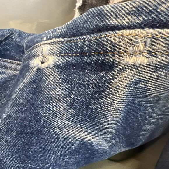 Vintage Big Smith Mens Quilt Lined Denim Distress Jacket Corduroy Collar L? - Picture 16 of 16